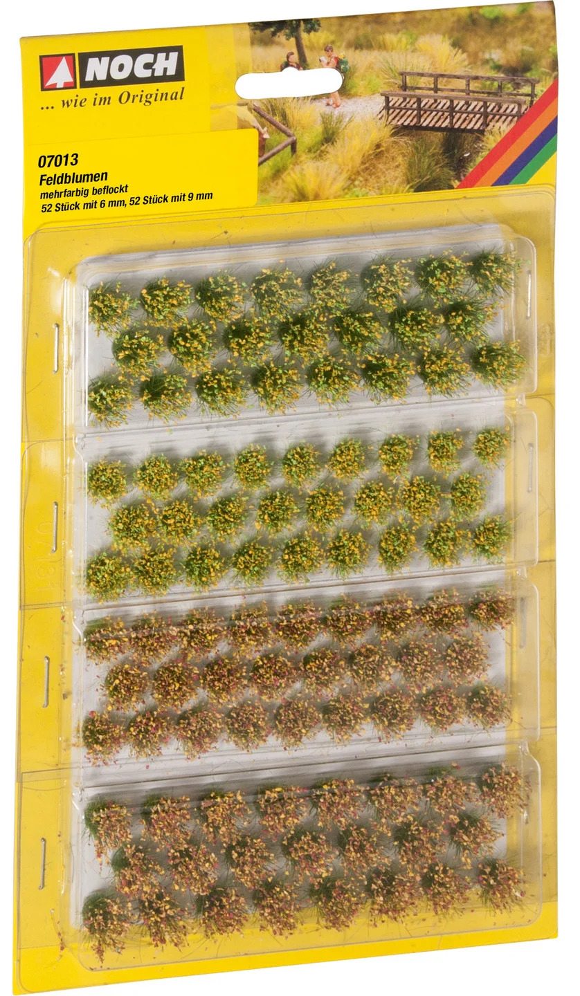 Noch - Grass Tufts “Field Flowers” 52 Pieces 6mm, 52 Pieces 9mm