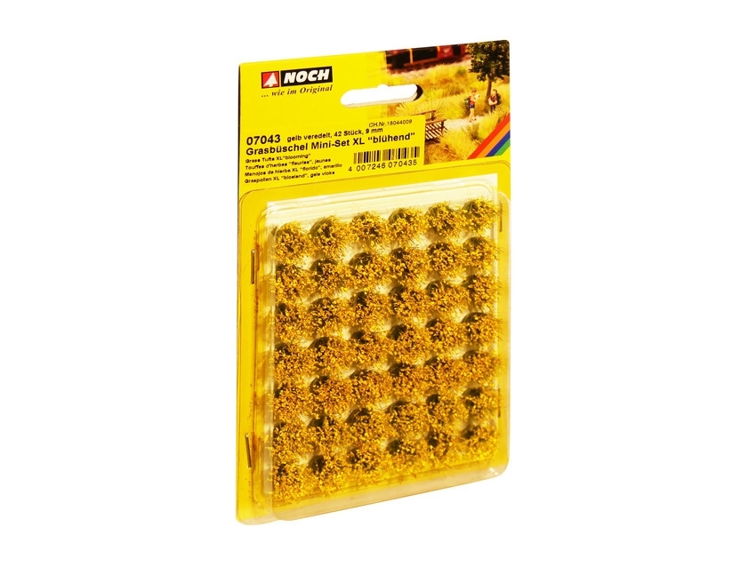 Noch - Grass Tufts Mini Set XL “Blooming” Yellow, 42 Pieces, 9mm