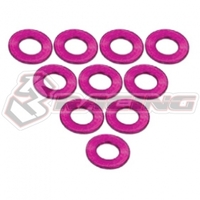 3 Racing - Aluminium M3 Flat Washer 0.5mm (10 Pcs) - Pink