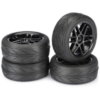 Absima - Rim and tyres 6 Spoke black rim w/radial tyre 4pc
