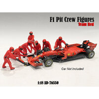 American DIorama - 1/18 F1 Pit Crew Figure Set (7 Pce) - Team Red