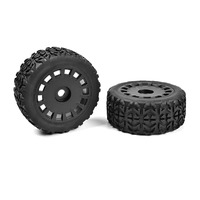 Team Corally - Off-Road 1/8 Truggy Tires - Tracer - Glued on Black Rims (1 Pair)