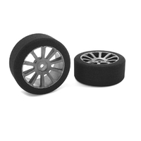 Team Corally - Attack foam tires - 1/10 GP touring - 37 shore - 26mm Front - Carbon rims (2 Pce)