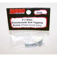 DUBRO 2295 3.0MM X 6 PHILLIPS-HEAD COUNTERSUNK SELF-TAPPING SCREWS (8/PACK)