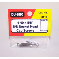DUBRO 3116 SS 4-40 X 5/8in SCKT HD CAP SCWS (4 PCS PER PACK)