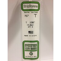 Evergreen - Styrene strip T profile 0.198in/5.0mm x 14in/35cm 4pc