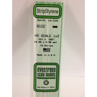 Evergreen - Styrene HO Strip 1X2 0.28x0.56mm 10pc