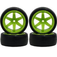 Hobby Details - 1/10 Rubber Car Wheel Set 61x26mm (Green)
