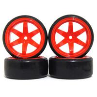 Hobby Details - 1/10 Rubber Car Wheel Set 61x26mm (Red)