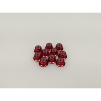 Q World - 3mm Nylon Flanged Nut - Red (10 Pce)