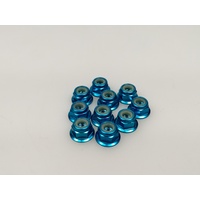 Q World - 4mm Nylon Flanged Nut - Blue (10 Pce)