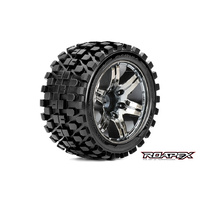 Roapex - Rhythm 1/10 Stadium Truck Tire Chrome Black Wheel With 1/2 Offset 12mm Hex Mounted