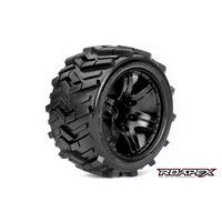 Roapex - Morph 1/10 Stadium Truck Tires- Black Wheel - 1/2 Offset (12mm Hex)