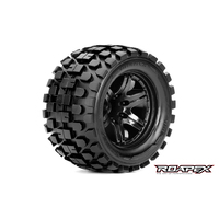 Roapex - 1/10 Rythm MT Tire Black Wheel With 1/2 Offset 12mm Hex Mounted 2pc