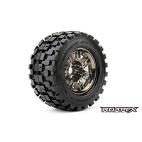 Roapex - 1/8 Rhythm monster truck rim and tyre black chrome 1/2 offset 2pc