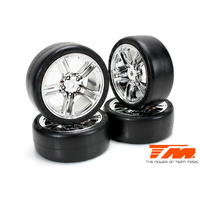 Team Magic - 1/10 Touring rim and tyre Chrome 4pc