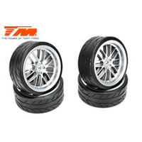 Team Magic - 1/10 Drift rim and tyre Chrome 8 Spoke 4pc