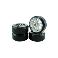 Vision - 1/10 Drift 5 Spoke Split Chrome Rim & Tyre Set (4 Pce)