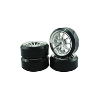 Vision - 1/10 Drift Chrome 10 Spoke Wheel & Tyre Set (4 Pce)