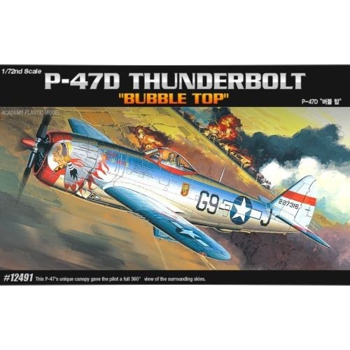 Academy - 1/72 P-47D "Bubble-Top" Thunderbolt Plastic Model Kit [12491]