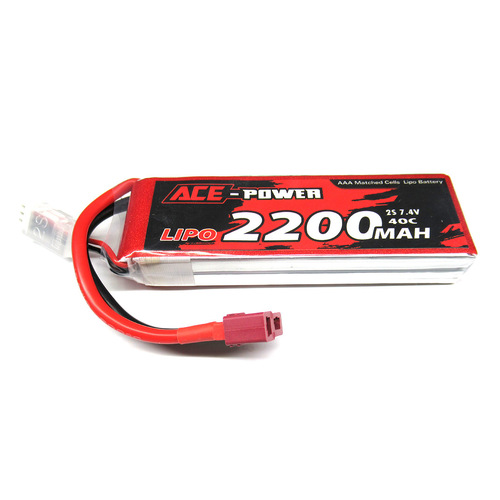 Ace Power - 7.4v 2200mAh 40c 2S Flight Pack w/Deans