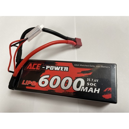 Ace Power - LiPo Battery HC 7.6v 2S 6000mah 50C w/T-plug