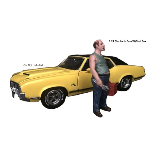 American Diorama - 1/24 Sam w/Tool Box Mechanic Figure Accessory - AD38280