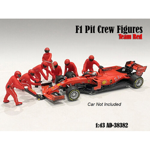 American Diorama - 1/43 Red F1 Pit Crew Figures 7pc Set - AD38382