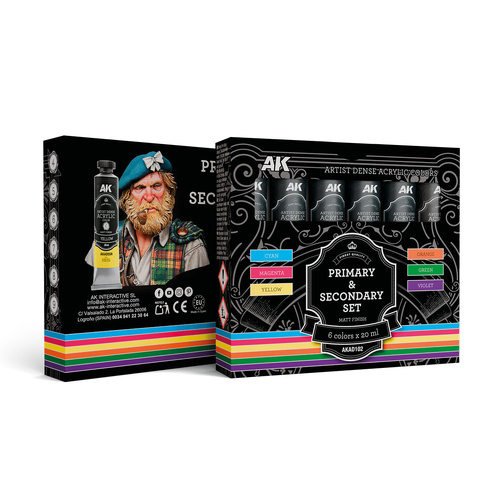 AK Interactive Artist Dense Acrylic Primary & Secondary Set (6 Tubes 20 ml)