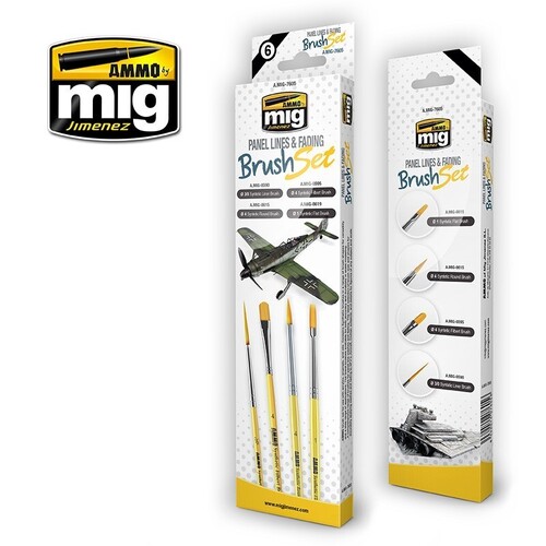 Ammo by MIG Brushes Panel Lines and Fading Brush Set