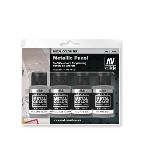 Vallejo - Metal Colour - Metallic Panel 4 Colour Acrylic Paint Set
