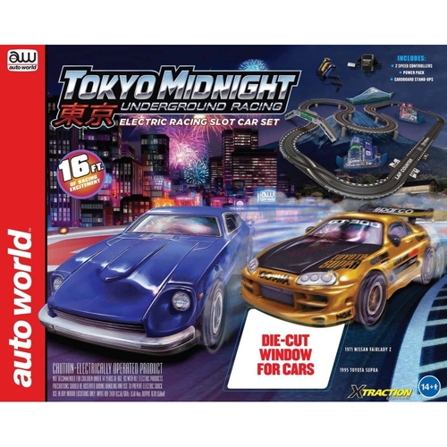 Auto World - 1:64 Tokyo Midnight Slot Car Set
