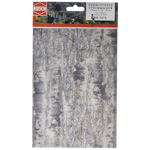 Busch - 2 Weathered Indust.Stone Wall Sheets