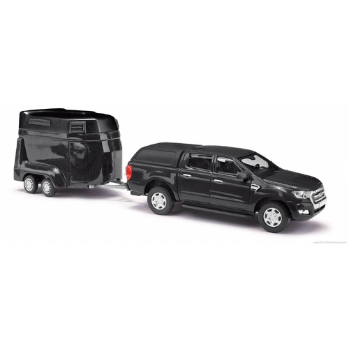 Busch - Ford Ranger w/Horse Trlr Black