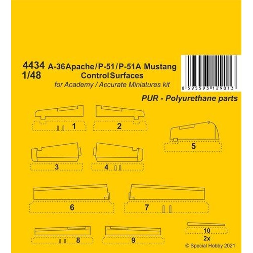 CMK 1/48 A-36 Apache / P-51 / P-51A  Mustang Control Surfaces