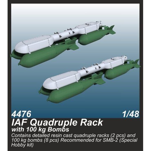 CMK 1/48 IAF Quadruple Rack with 100 kg Bombs  (2 pcs.) / for SMB-2 Sa'ar and Mirage III kits