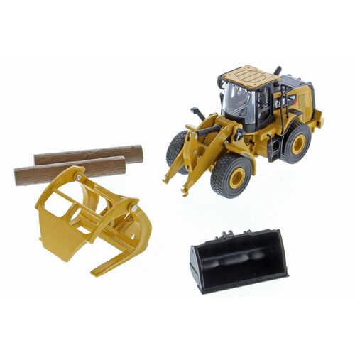 Diecast Masters - 1/64 CAT 950M Wheel Loader with Log Forks & Accessories - 85635