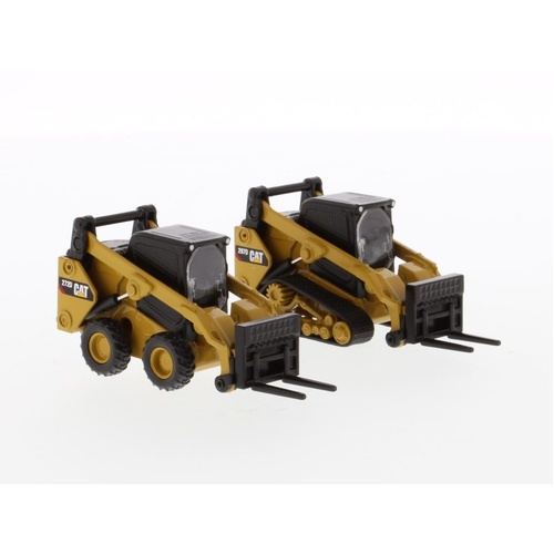 Diecast Masters - 1/64 Cat 272D2 Skid Steer Loader & 1/64 Cat 297D2 Compact Track Loader with multiple work tools