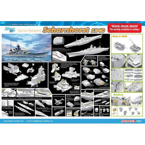 Dragon - 1062 1/350 German Battleship Scharnhorst 1940 Plastic Model Kit
