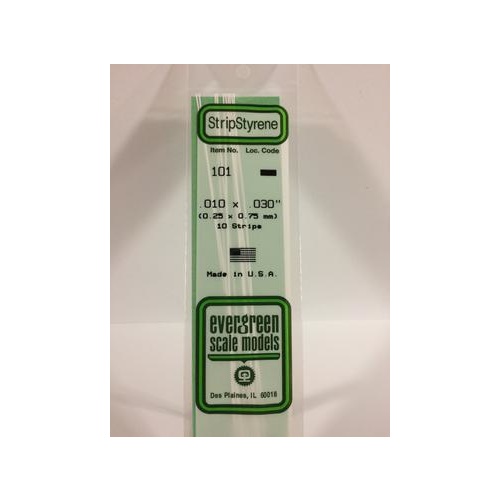 Evergreen - Styrene Strip White .010 X .030 X 14 - #101