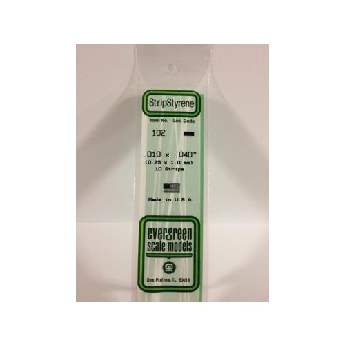 Evergreen - Styrene Strip White .010 X .040 X 14 - #102