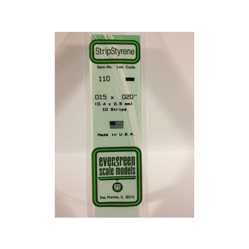 Evergreen - Styrene Strip White .015 X .020 X 14 - #110