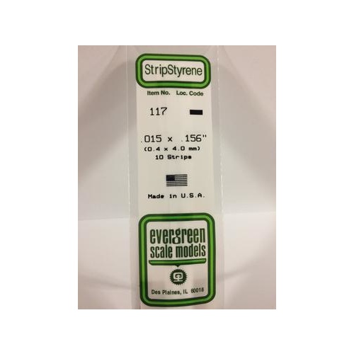 Evergreen - Styrene Strip White .015 X .156 X 14 - #117