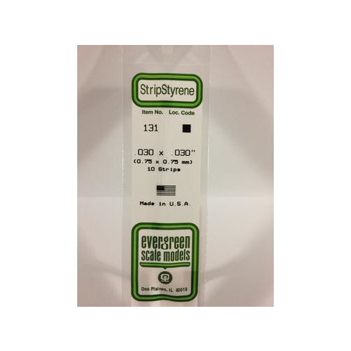 Evergreen - Styrene Strip White .030 X .030 X 14 - #131