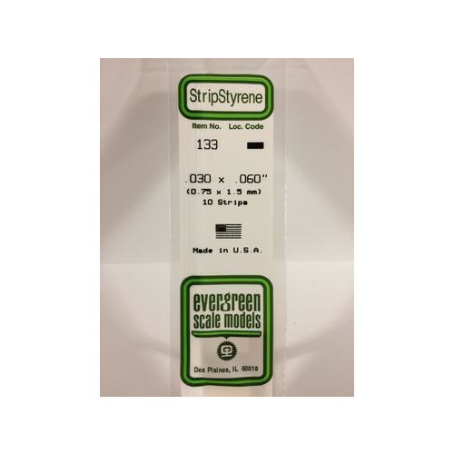 Evergreen - Styrene Strip White .030 X .0 60 X 14 - #133