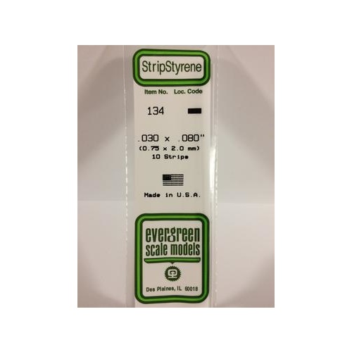 Evergreen - Styrene Strip White .030 X .080 X 14 - #134