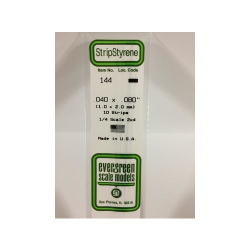 Evergreen - Styrene Strip White .040 X .080 X 14 - #144