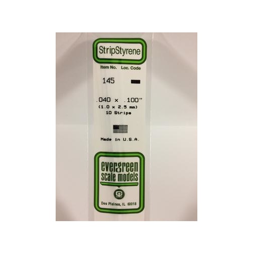 Evergreen - Styrene Strip White .040 X .100 X 14 - #145