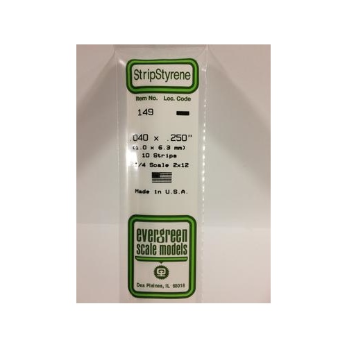 Evergreen - Styrene Strip White .040 X .250 X 14 - #149