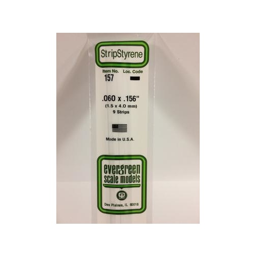 Evergreen - Styrene Strip White .060 X .156 X 14 - #157